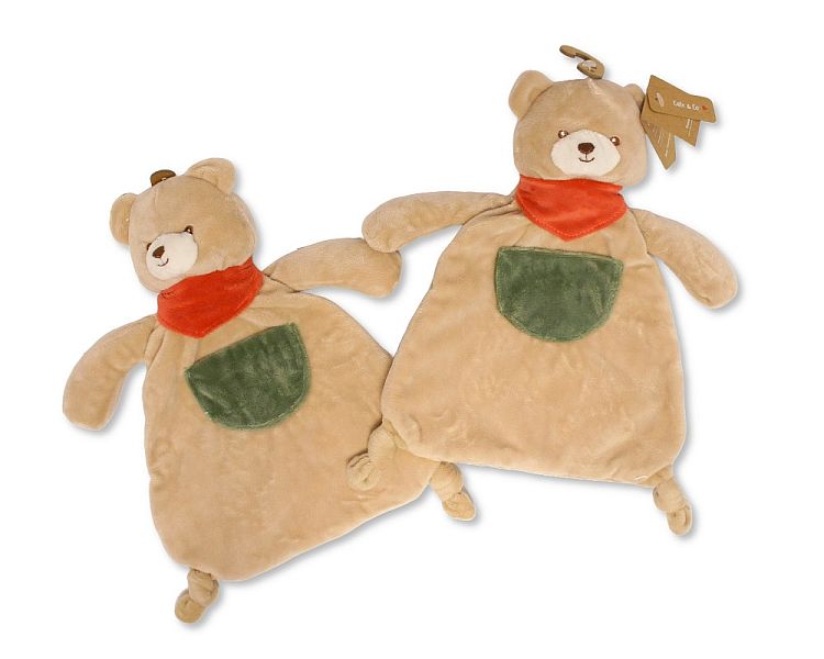 Baby Bear Comforter with Pocket, Scarf and Rattle (30cm) (PK6) PT-26-0016