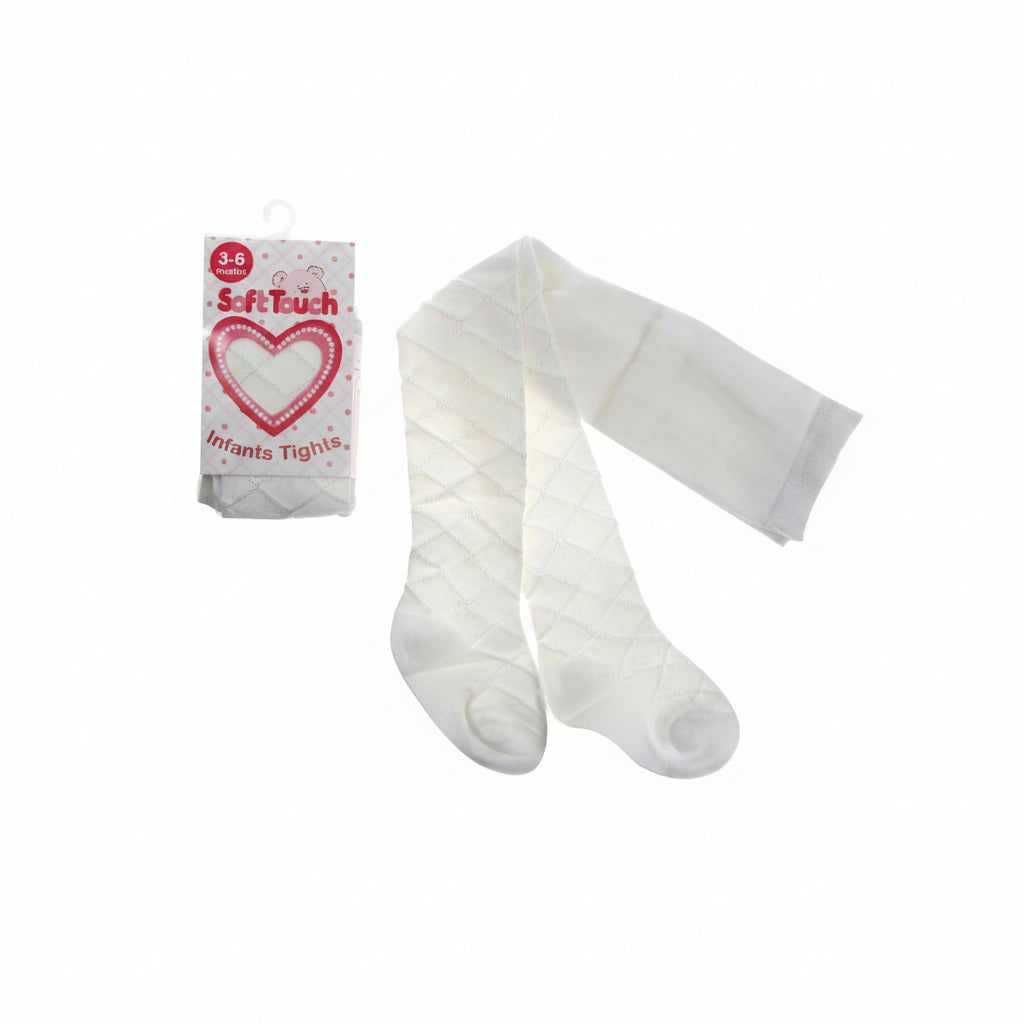 Cream Shiny Diamond Tights (T33-C) NB - 24 Months - Kidswholesale.co.uk