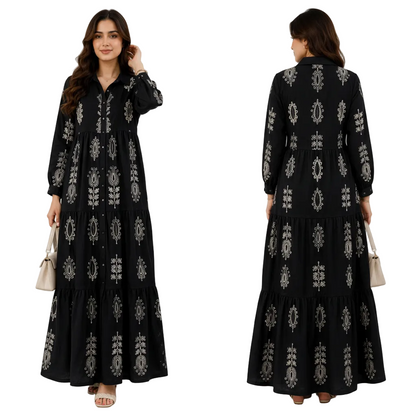 Women's Embroidered Tiered Maxi Dress | Casual Elegant Dress