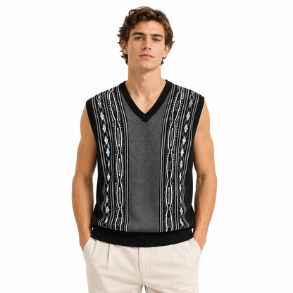 Classic Argyle and Stripe Patterned Vest