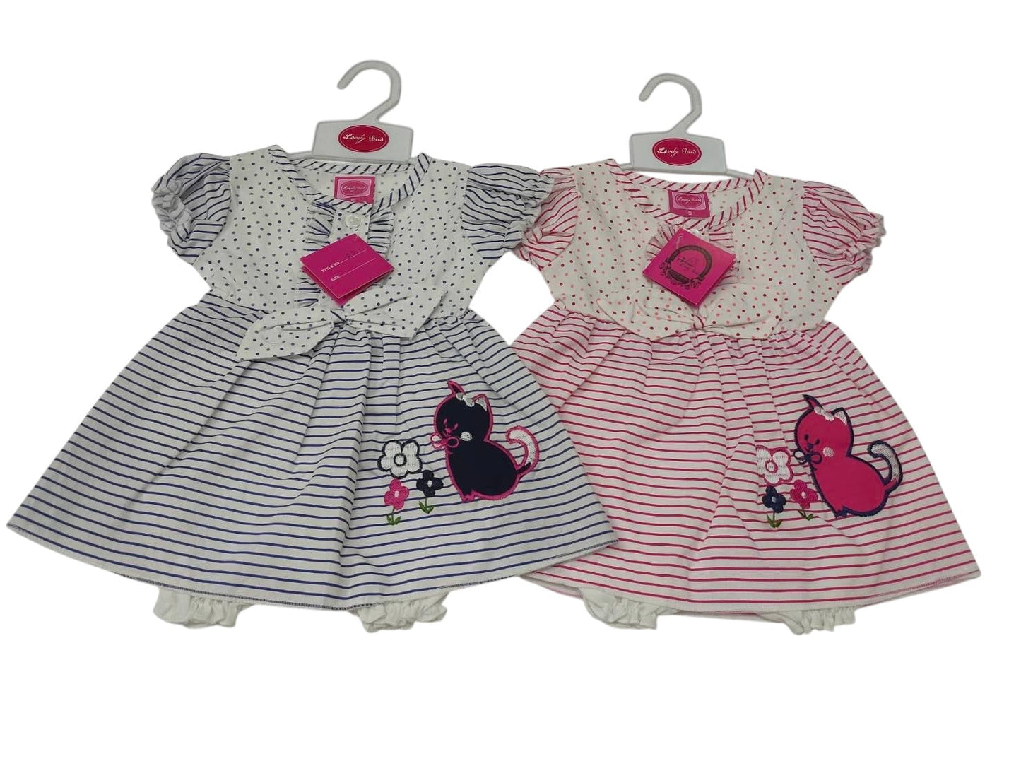 Baby Dress - Stripy Cat (0-9months) (PK6) DRS27