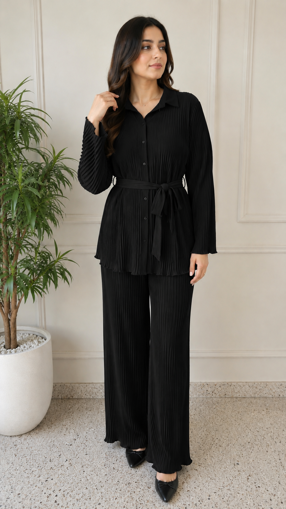 Elegant Pleated Co-Ord Set for Women | Stylish Modest Fashion Outfit