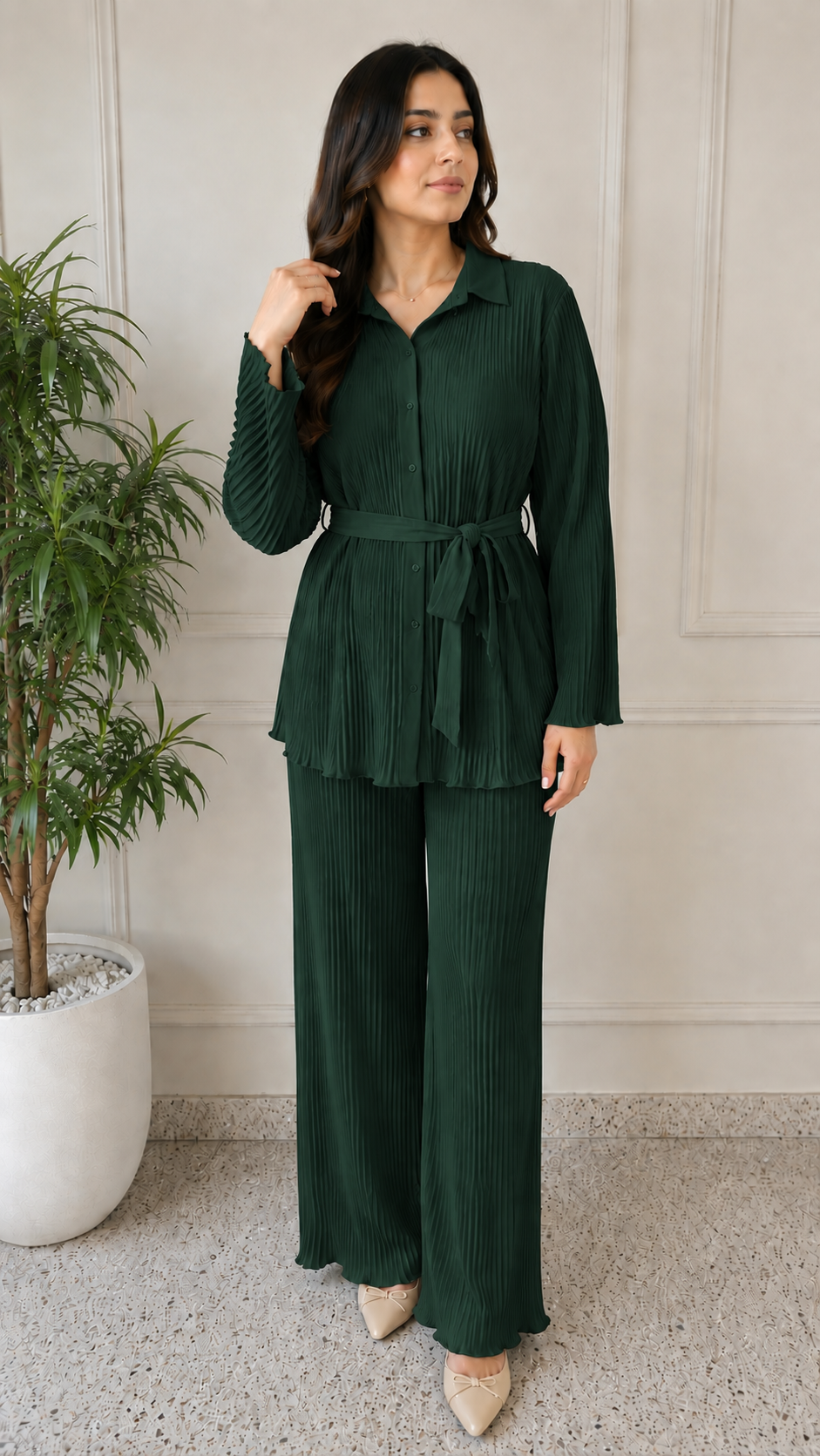 Elegant Pleated Co-Ord Set for Women | Stylish Modest Fashion Outfit
