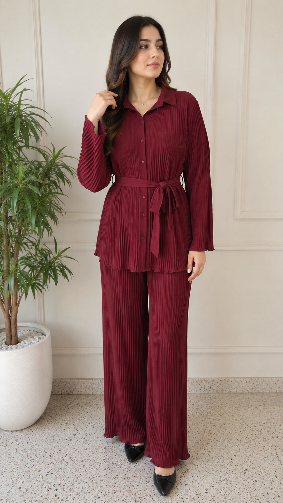 Elegant Pleated Co-Ord Set for Women | Stylish Modest Fashion Outfit