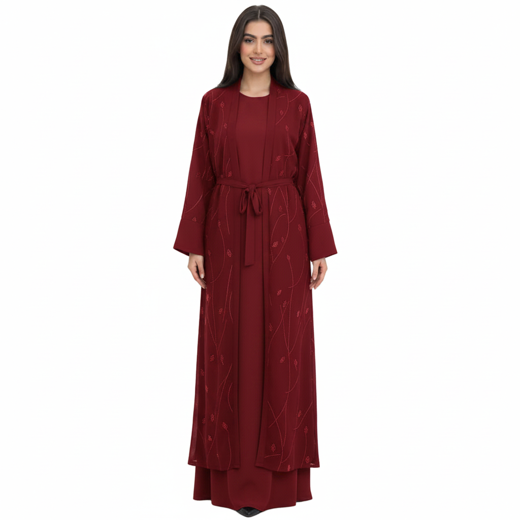 Embellished Open Abaya for Women – Elegant Modest Style