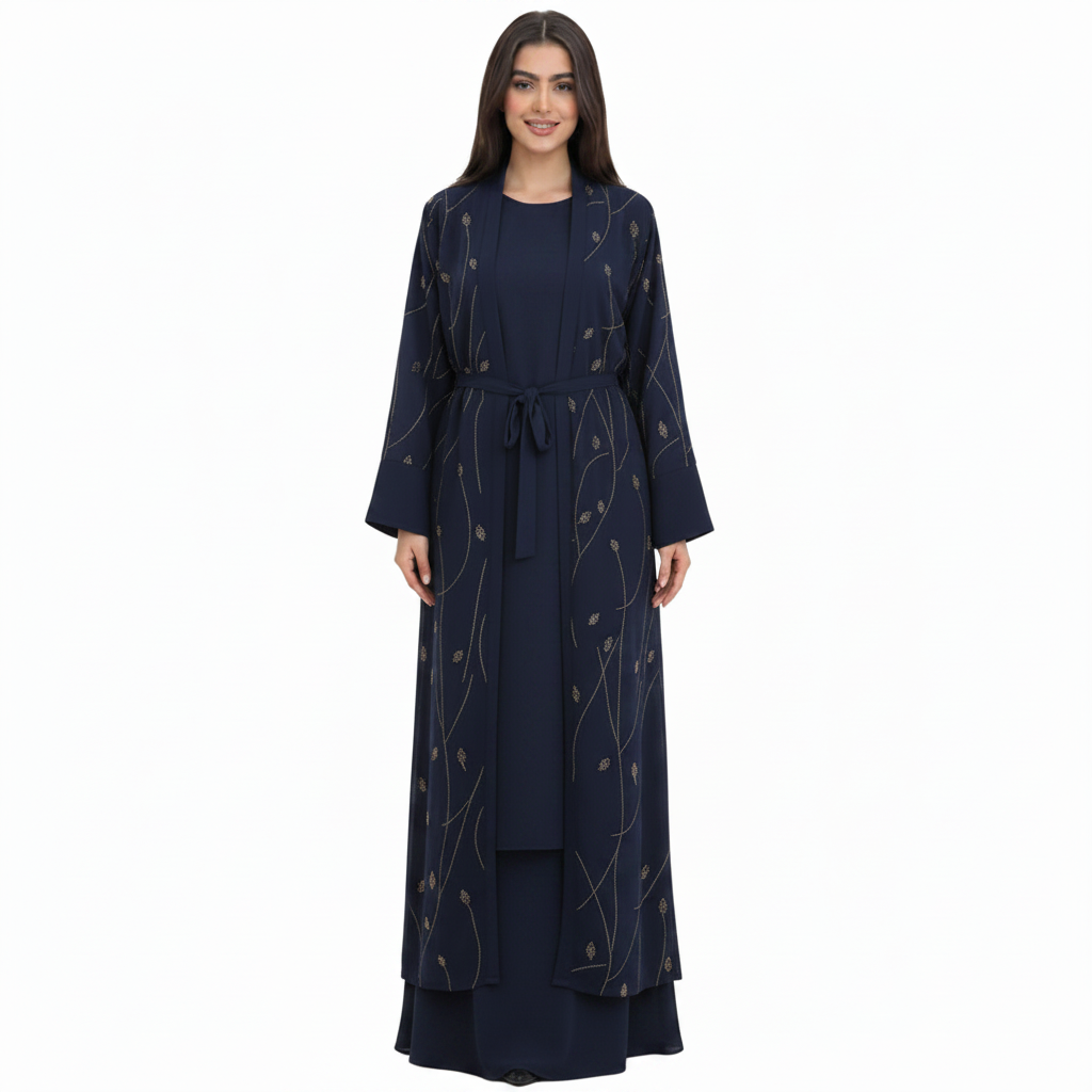 Embellished Open Abaya for Women – Elegant Modest Style
