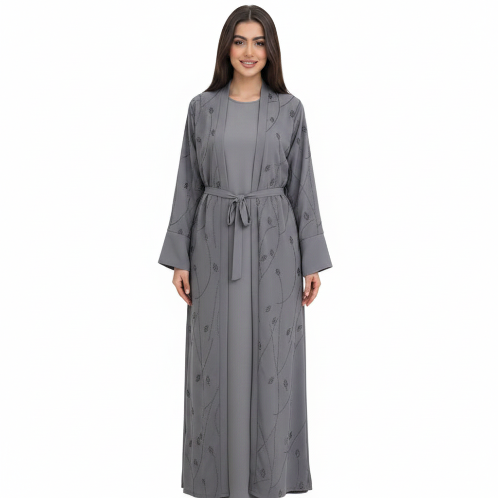 Embellished Open Abaya for Women – Elegant Modest Style