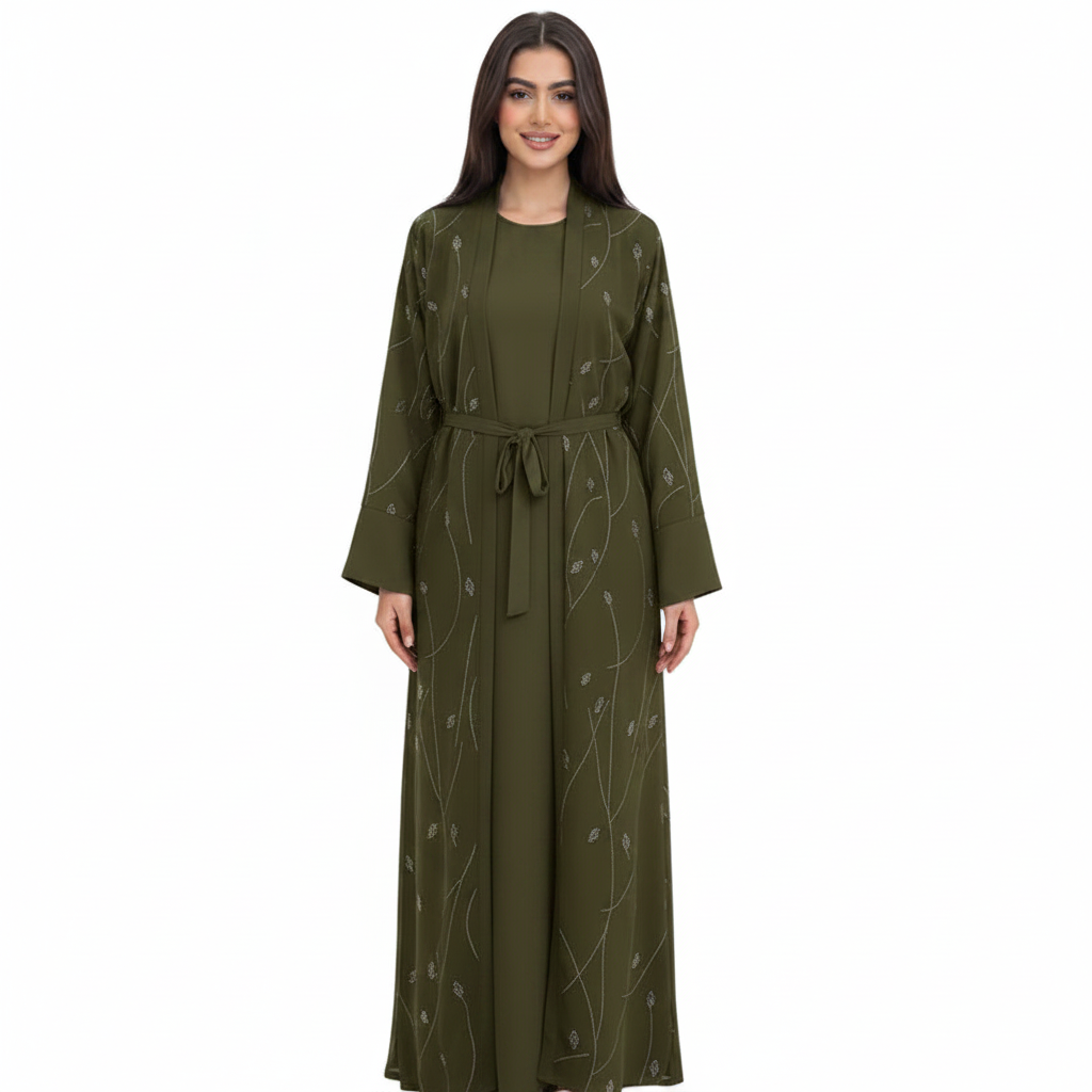 Embellished Open Abaya for Women – Elegant Modest Style