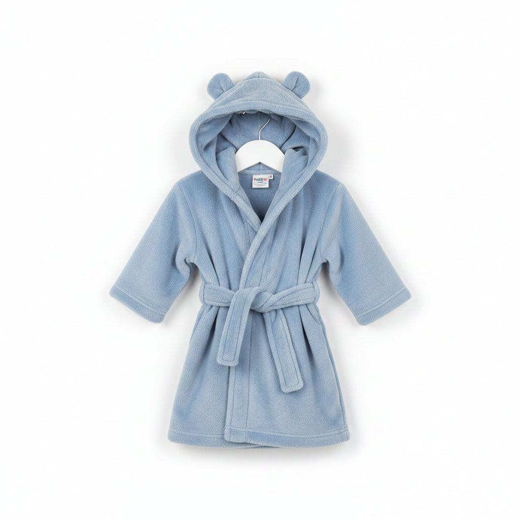 Baby Hooded Dressing Gown – Dusky Blue (6-24 Months)