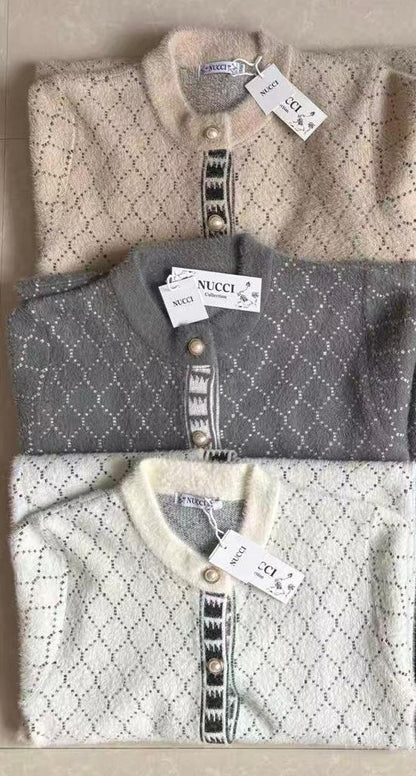 Ivory Knit Button Top