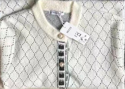 Ivory Knit Button Top
