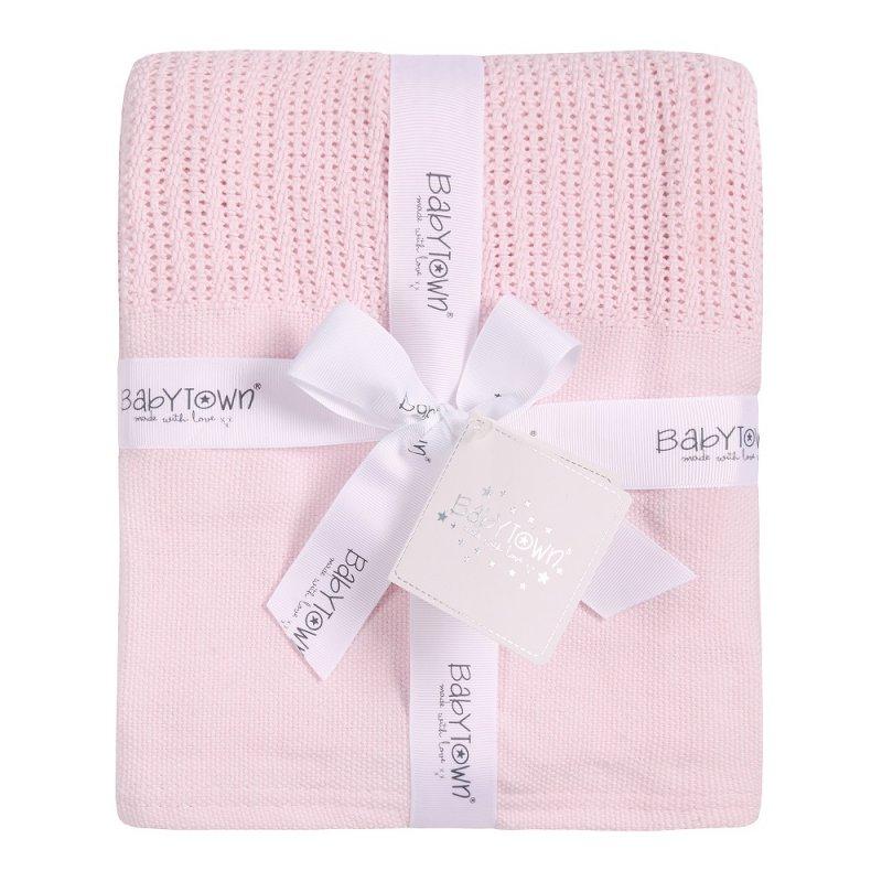 BABY PINK HEAVY KNIT CELLULAR PANEL BLANKET (70 X 110 CM) 19C214
