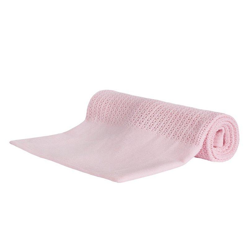 BABY PINK HEAVY KNIT CELLULAR PANEL BLANKET (70 X 110 CM) 19C214