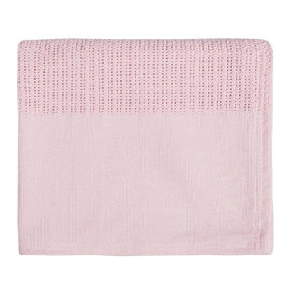 BABY PINK HEAVY KNIT CELLULAR PANEL BLANKET (70 X 110 CM) 19C214