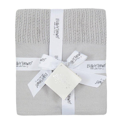 Baby Cellular Cotton Blanket with Plain Solid Panel