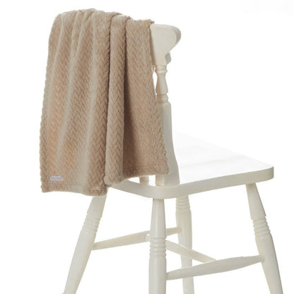 BABY TEXTURED PLUSH BLANKET-CARAMEL (75 x 90 cm) (PK6) 19C250