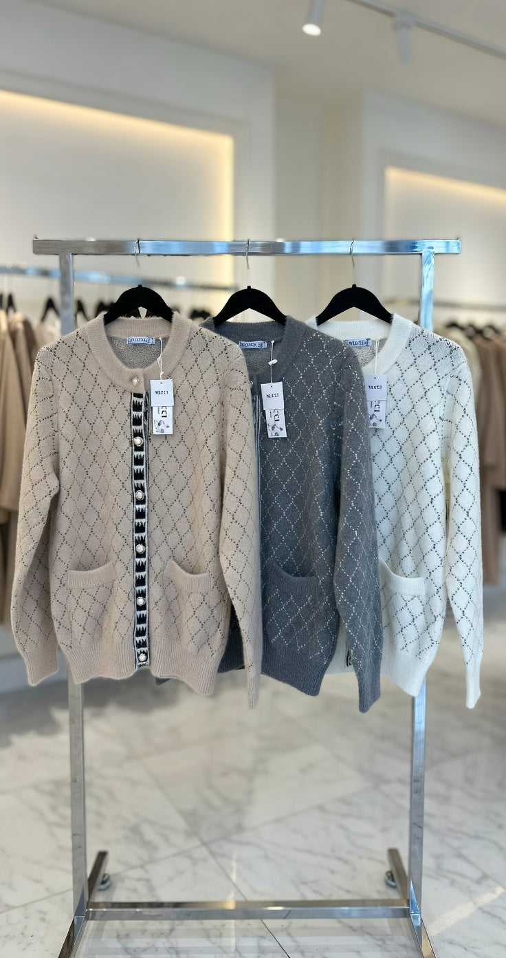 Ivory Knit Button Top