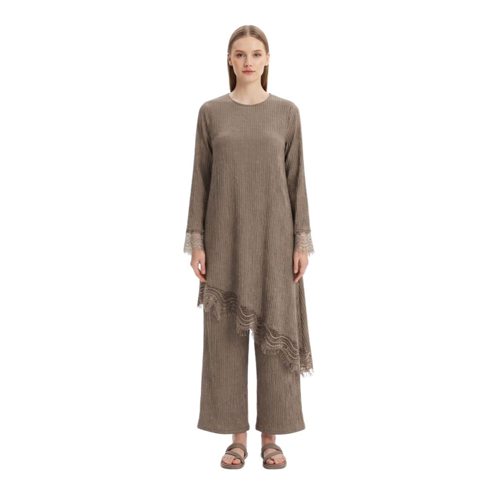 Women's Polyester Two Piece Cord Set | Elegant Casual Co-Ord Set