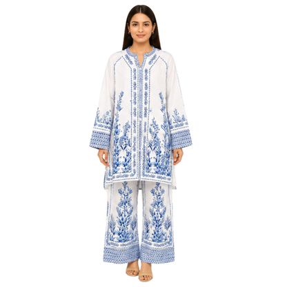 Ladies Embroidered Cotton Blend Two Piece Co-Ord Set
