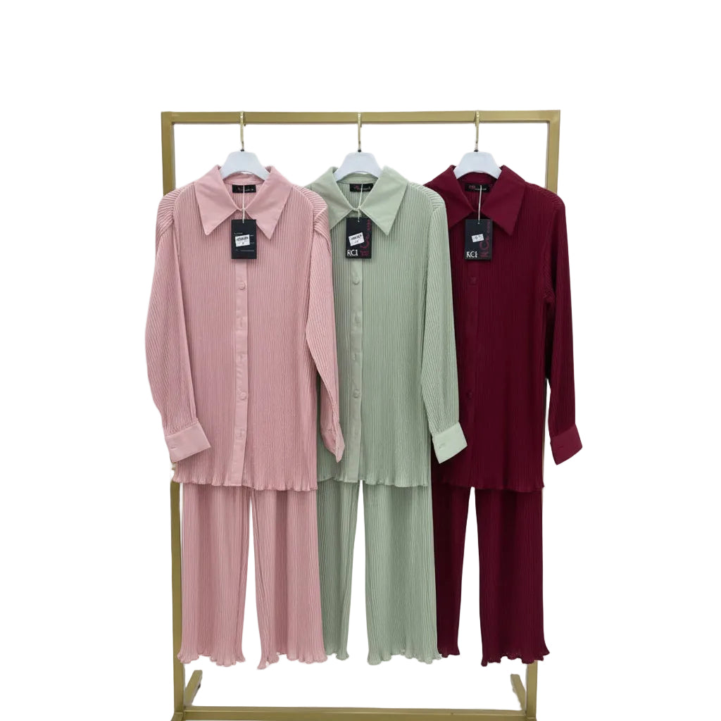 Girls Premium Plissé Pleated Co-ord Set | 2-Piece Outfit