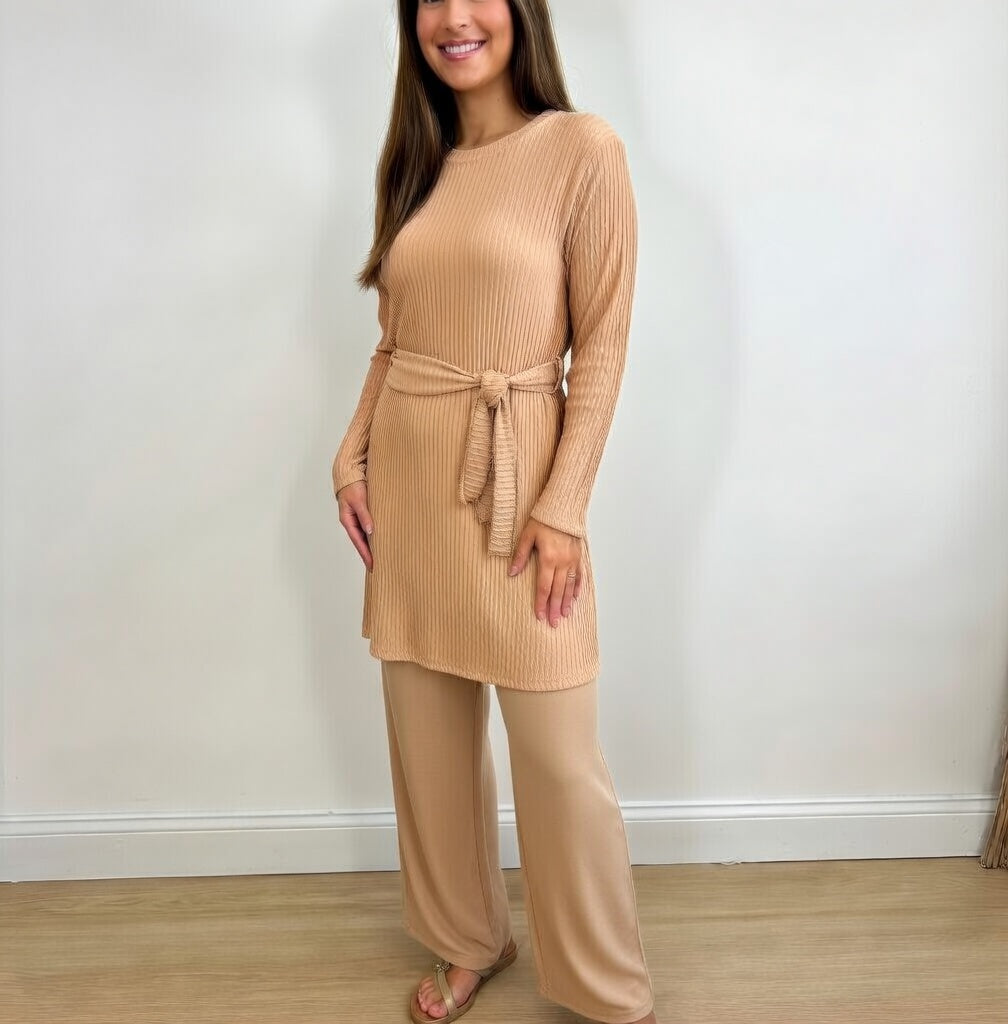Nude Ribbed Co-ord Set