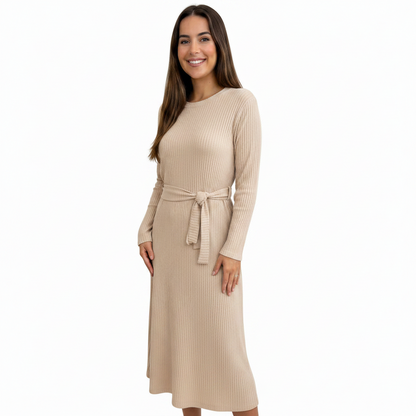 Women's Nude Ribbed Co-Ord Set | Casual Lounge Wear Outfit