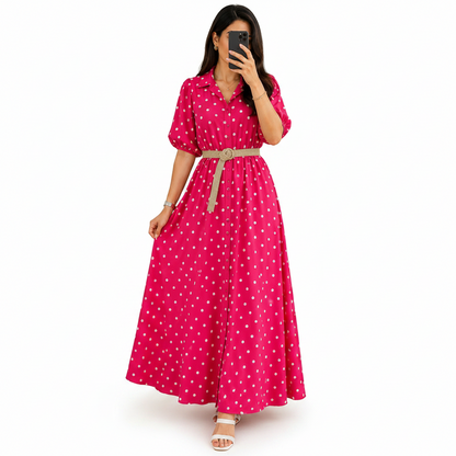 Women's Polka Dot A-Line Maxi Dress | Casual Summer Dress