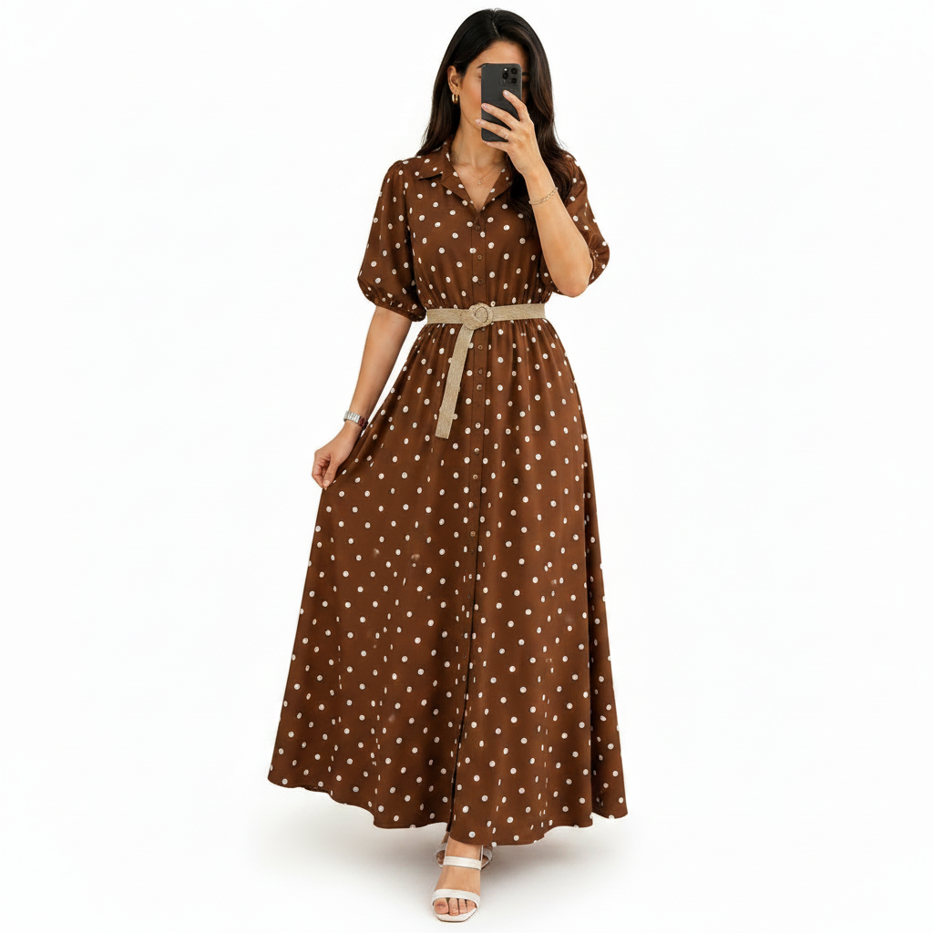Women's Polka Dot A-Line Maxi Dress | Casual Summer Dress