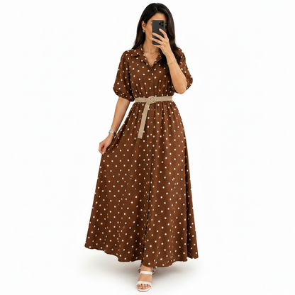 Women's Polka Dot A-Line Maxi Dress | Casual Summer Dress