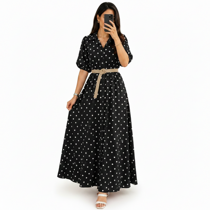 Women's Polka Dot A-Line Maxi Dress | Casual Summer Dress