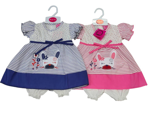 Baby Dress - Stripy Bunny (0-9months) (PK6) DRS17( unit price 3.95)