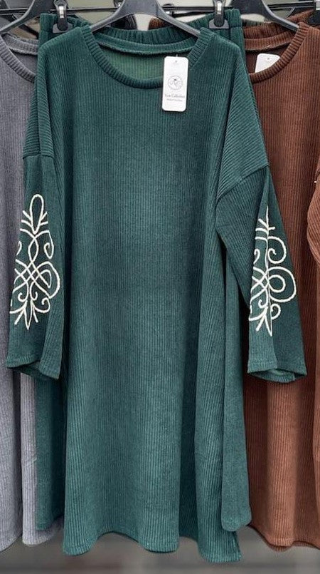 Embroidered Sleeve Knit Top