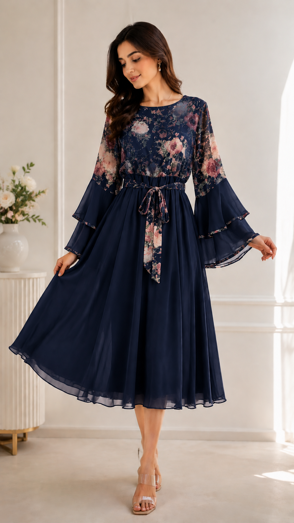 Elegant Printed Short Dress for Women