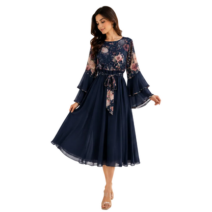 Women's Elegant Printed Short Dress | Casual Floral Summer Dress