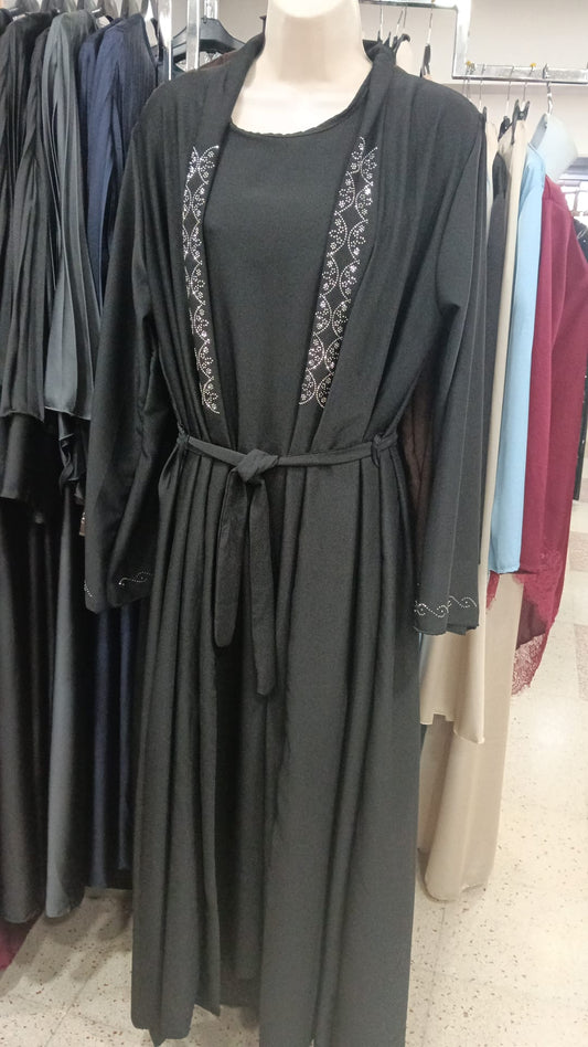 Embellished Belted Abaya