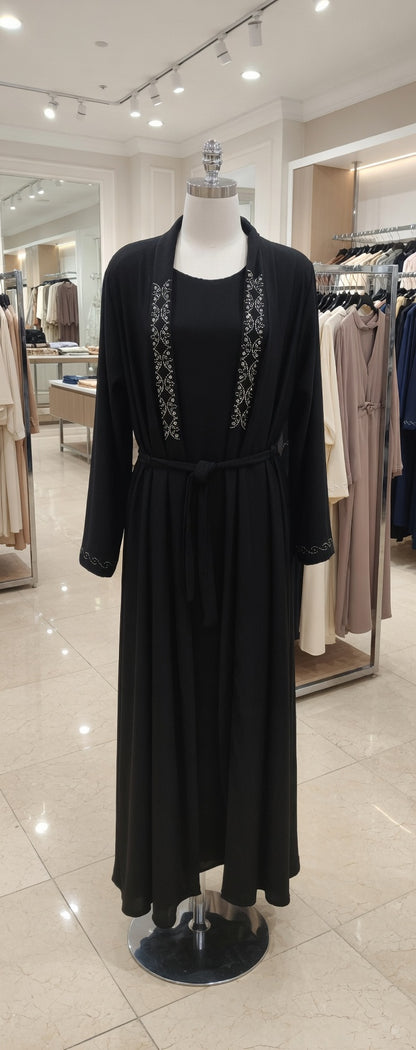 Embellished Belted Abaya