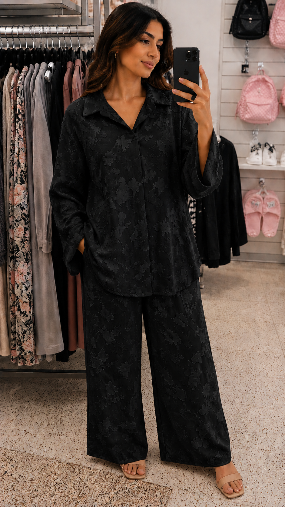 Luxe Floral Textured Lounge Co-Ord Set
