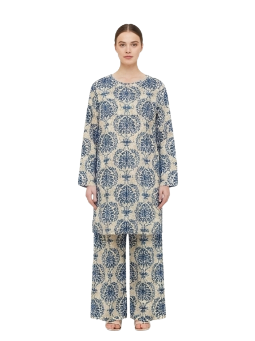 Women's Printed Cotton Viscose Cord Set | Comfortable Two Piece Co-Ord Set