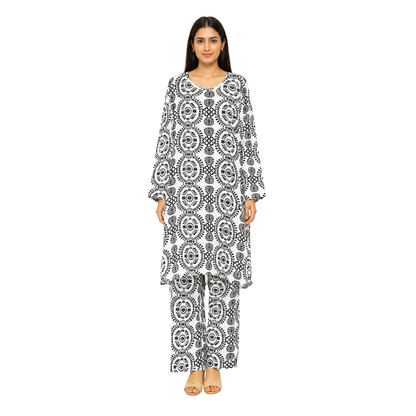 Ladies Printed Cotton Blend Two Piece Co-Ord Set – Relaxed Casual Outfit