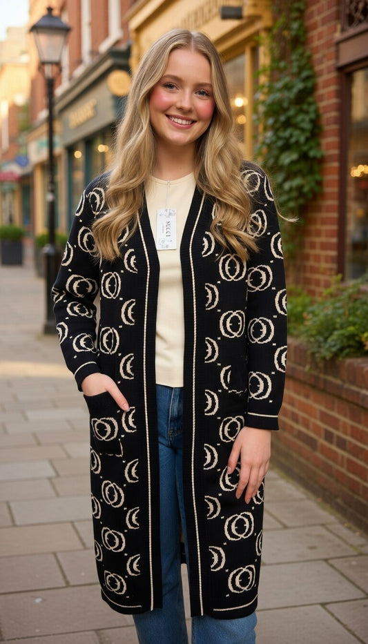 Black Monogram Knit Cardigan