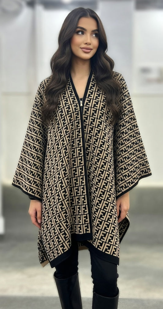 Monogram Knit Poncho