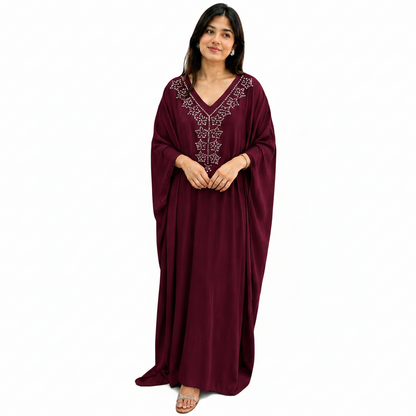 Elegant Embellished Kaftan Maxi Dress | Modest Kaftan Abaya