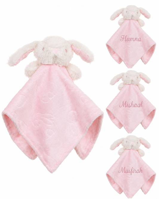 Personalised Bear Pink Embossed Comforter - Bunny