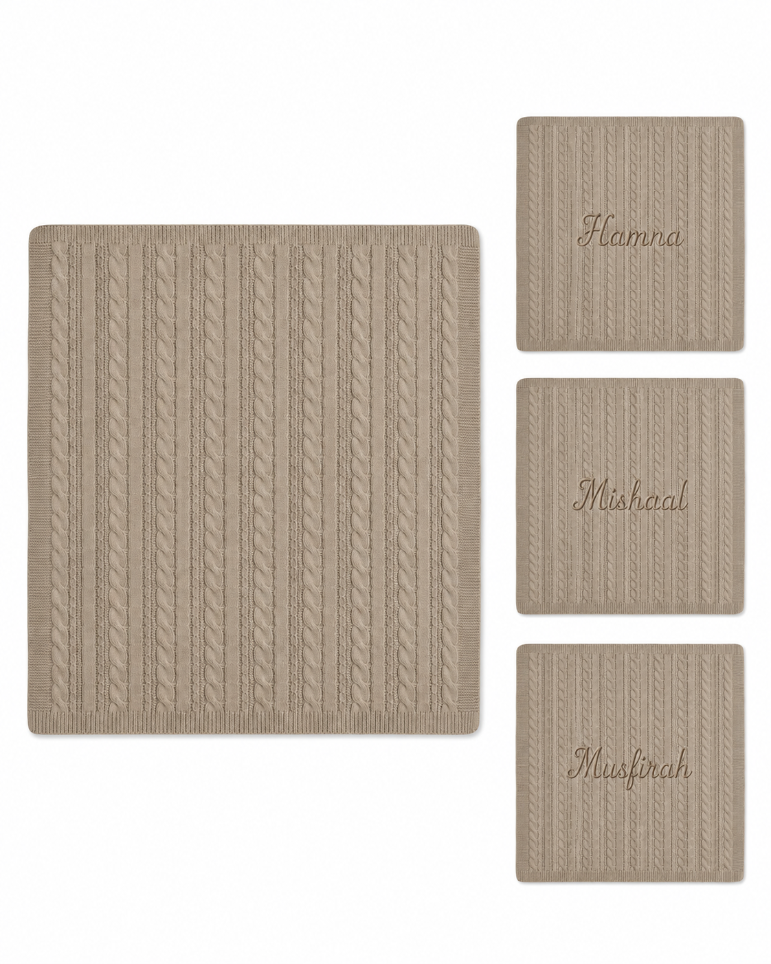 Personalized Cable Knit Wrap - Biscuit