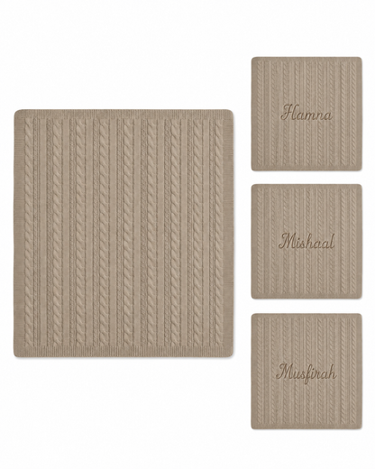 Personalized Cable Knit Wrap - Biscuit