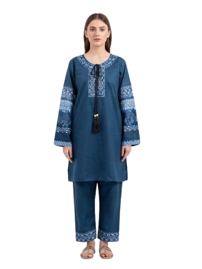 Women's Embroidered Two Piece Cord Set | Cotton Blend Casual Co-Ord Set