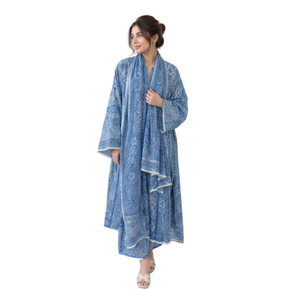 Women's Paisley Pashmina Abaya with Matching Scarf