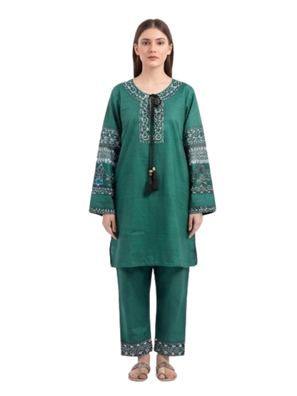 Women's Embroidered Two Piece Cord Set | Cotton Blend Casual Co-Ord Set