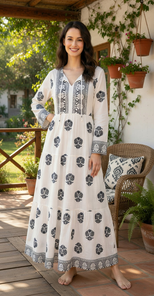 Printed Tiered Maxi Dress