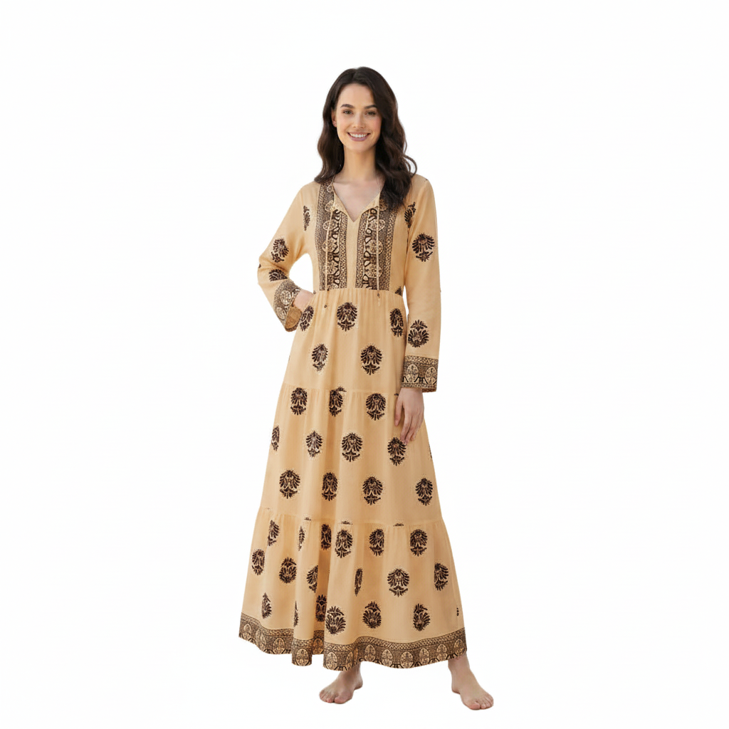 Women's Printed Tiered Maxi Dress | Casual Flowy Summer Dress